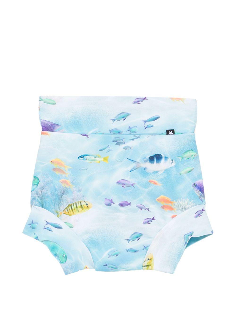 Costume da bagno per neonato Molo azzurri con stampa pesci 8S26P307 9533 MOLO KIDS 
