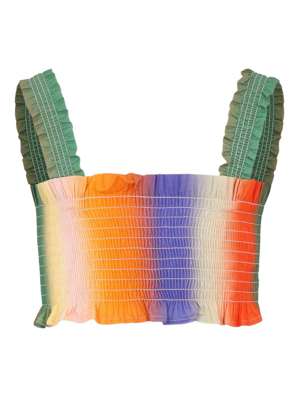 Top per bambina Molo multicolor corto con effetto increspato e spalline larghe 2S25C402 9258 MOLO KIDS 