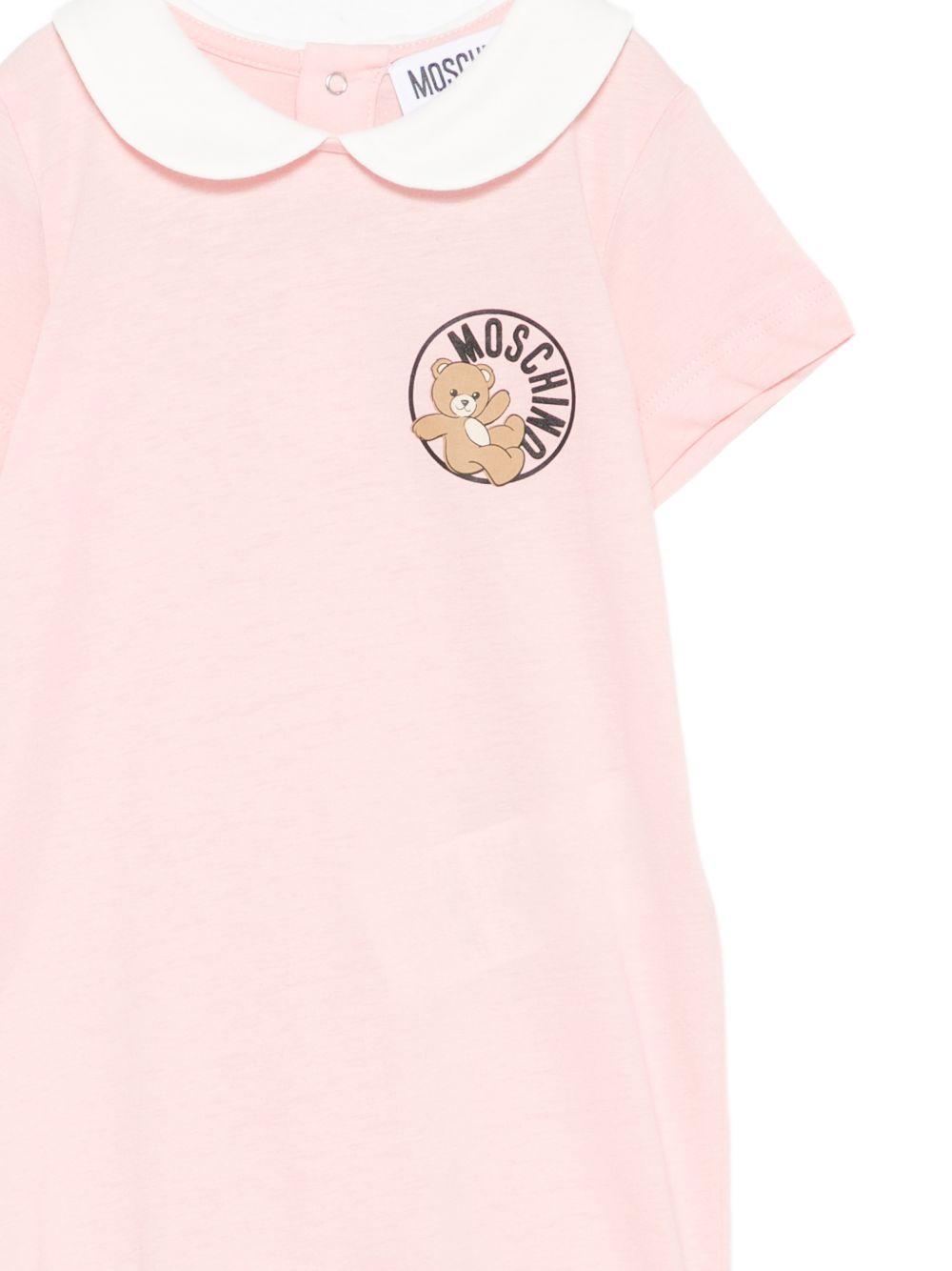 Tutina per neonata Moschino Kids rosa con stampa logo MMY03YLAA03 50209 MOSCHINO KIDS 