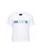 T-shirt per bambino Paul & Shark Junior bianca con logo sul davanti WPM00GLAA53 10101 PAUL & SHARK KIDS 