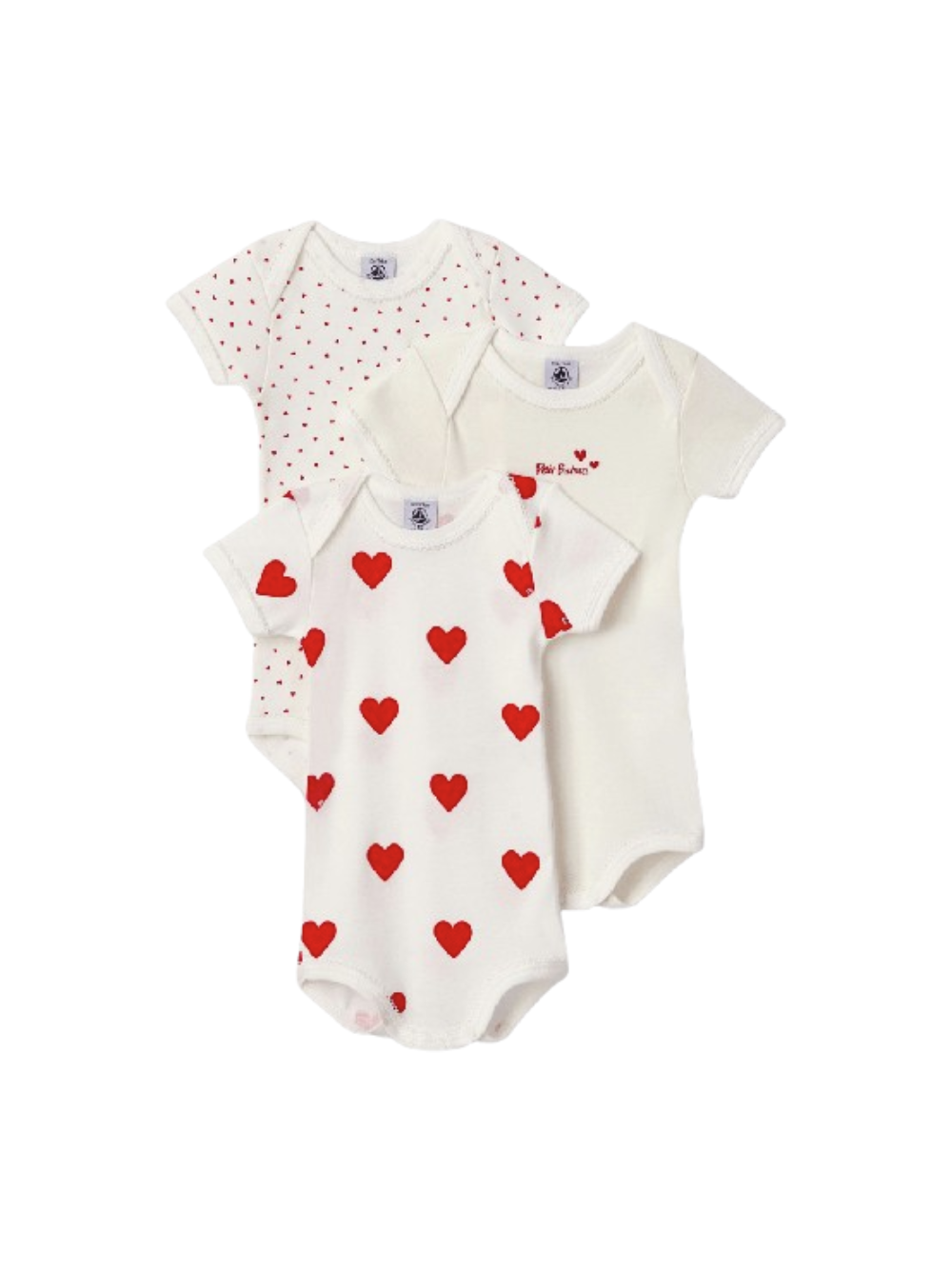 Body per neonati Petit Bateau bianco con fantasia a cuori A00BB 00 PETIT BATEAU 