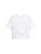 T-shirt per bambina Stella McCartney Kids bianca con dettaglio logo TY8C01 Z0434 100 STELLA McCARTNEY KIDS 