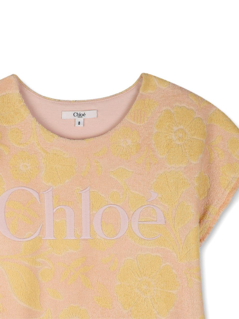 Abito per bambina Chloé Kids rosa con stampa a fiori C20820 S05 CHLOE' KIDS 