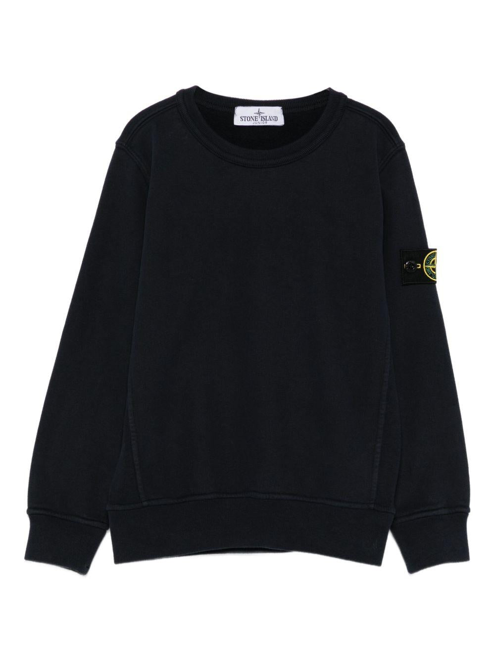 Felpa per bambino Stone Island Kids blu con applicazione sulla manica L2S166100001S0A20 V0020 STONE ISLAND KIDS 
