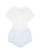 Completo per neonato La Stupenderia bianco con shorts in cotone e colletto Peter Pan TBCT59 P08 LA STUPENDERIA 