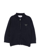 Cardigan per neonato Emporio Armani Kids bli navy con logo applicato sul petto EB000447 AF28773 UB118 EMPORIO ARMANI KIDS 