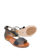 Sandali per bambina Bonpoint neri con applicazione fiori S06GSOL00007 070 BONPOINT KIDS 
