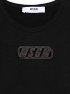 T-shirt per bambina MSGM Kids nero in jersey elasticizzato con ricamo con logo frontale S5MSJGTH081 110 MSGM KIDS 