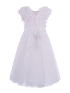 Abito per bambina Monnalisa bianco con applicazione fiori 79G900 7044 0001 MONNALISA KIDS 