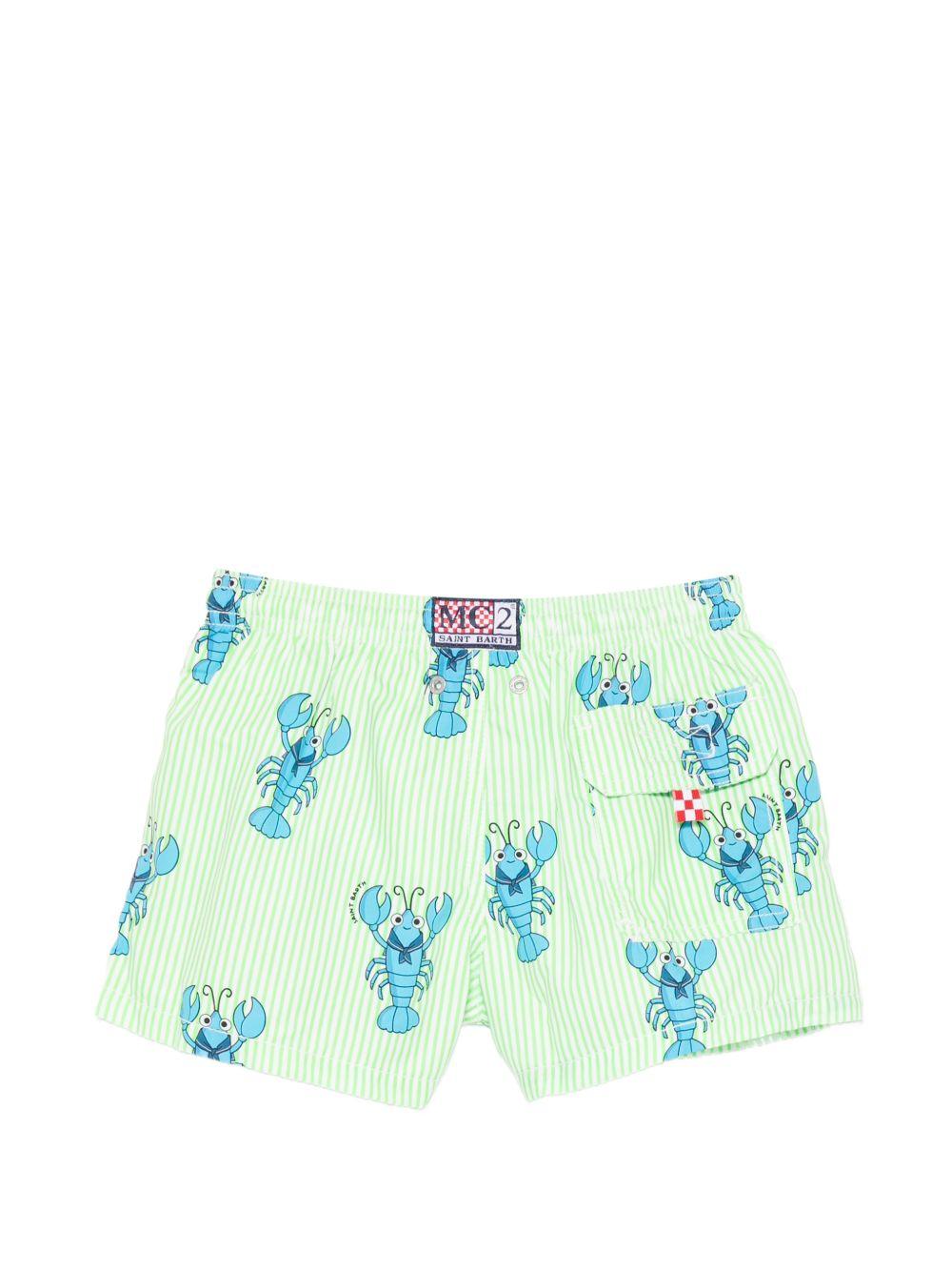 Costume per bambino MC2 Saint Barth Kids verde con stampa aragoste all-over JEA0001 02041L MC2 ST. BARTH KIDS 