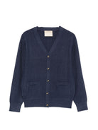 Cardigan per bambino Trussardi Kids blu con lavorazione a maglia intrecciata TBA26059CD BLUE NAVAL TRUSSARDI KIDS 