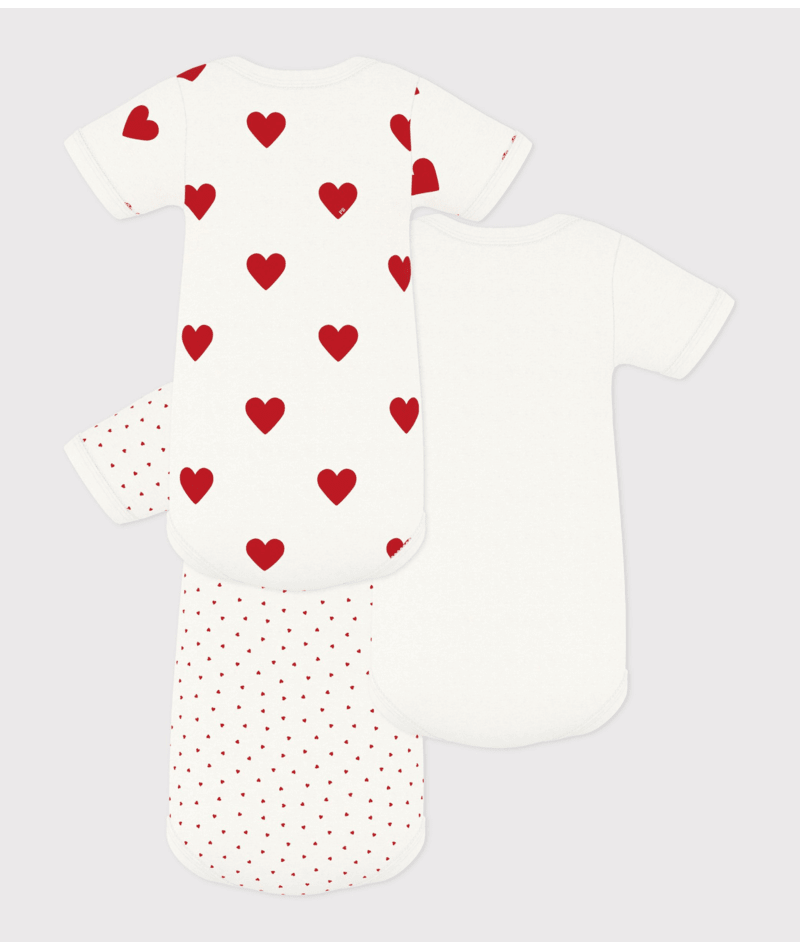 Body per neonati Petit Bateau bianco con fantasia a cuori A00BB 00 PETIT BATEAU 