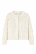 Cardigan per bambina Bonpoint bianco con logo ricamato S06GCAK00001 003 BONPOINT KIDS 