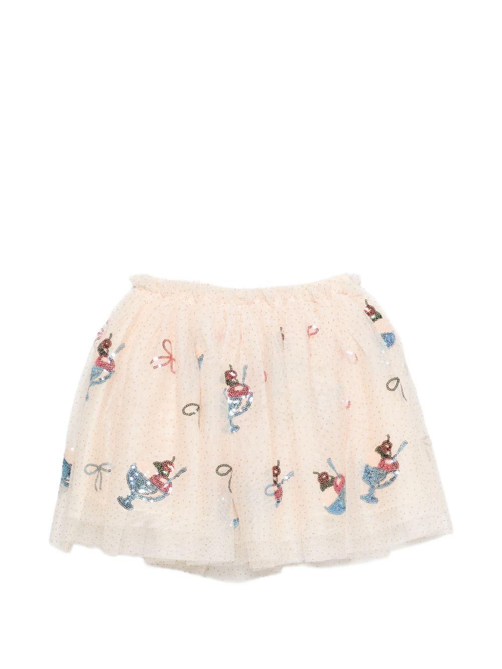 Gonna Yvonne per bambina Konges Sløjd  beige con ricamo gelato KS105139 GELATO KONGES SLOJD 