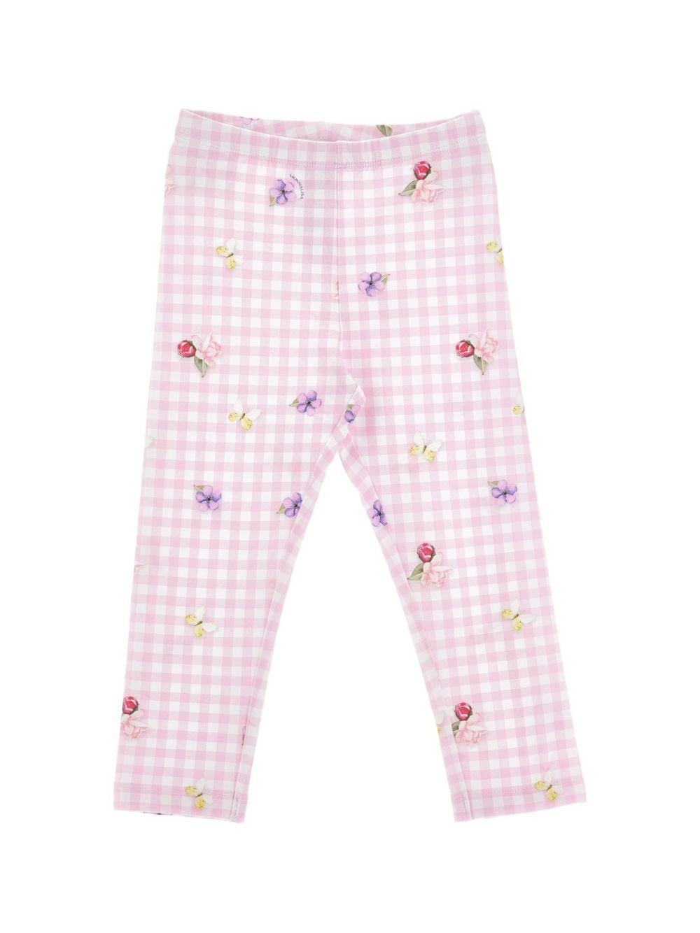 Leggings per bambina Monnalisa rosa con motivo a quadri 19G418NP 7004 0090 MONNALISA KIDS 