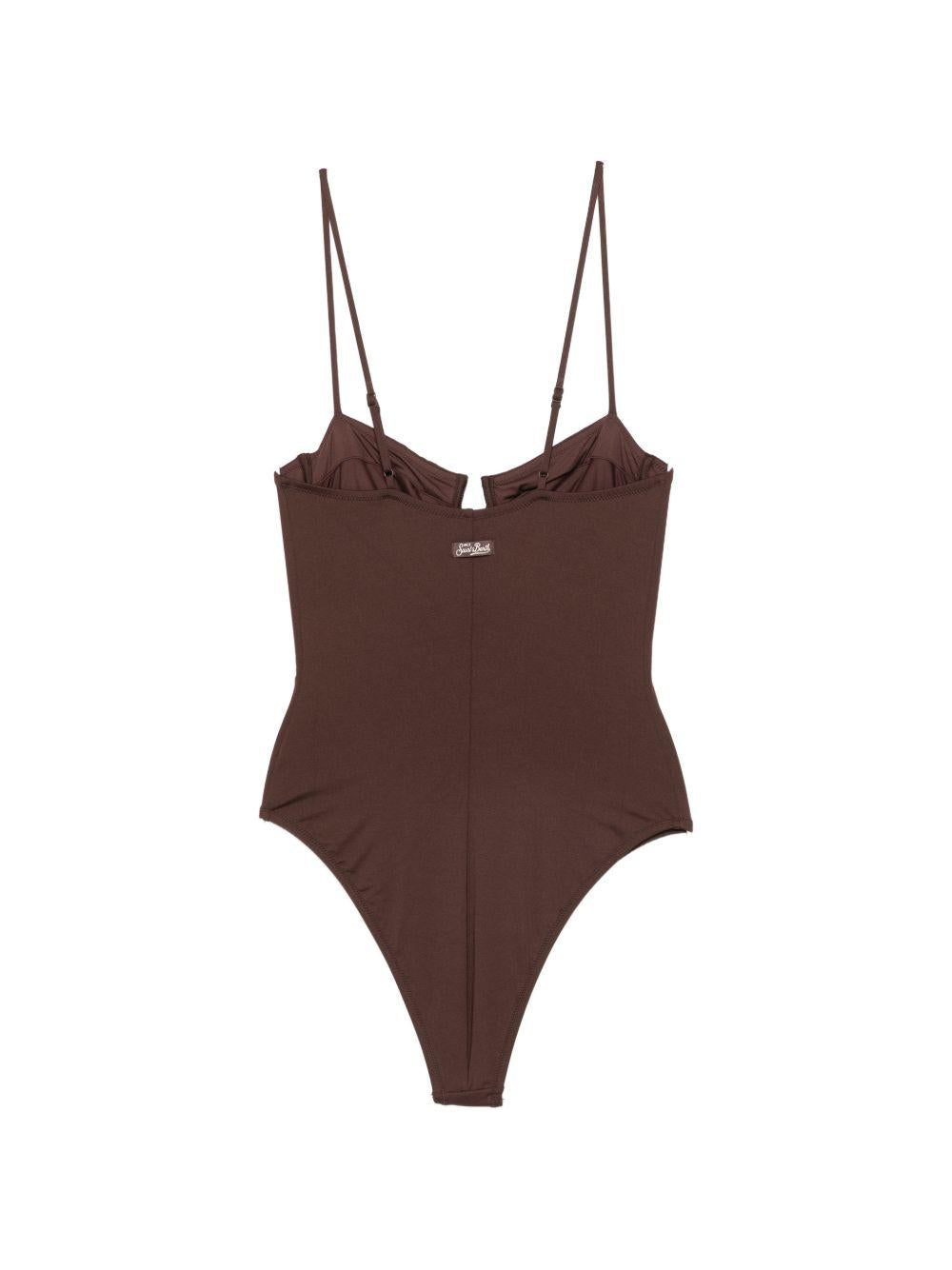 Costume intero per donna MC2 Saint Barth marrone con decorazioni marine MEDE002 08586L MC2 ST. BARTH 