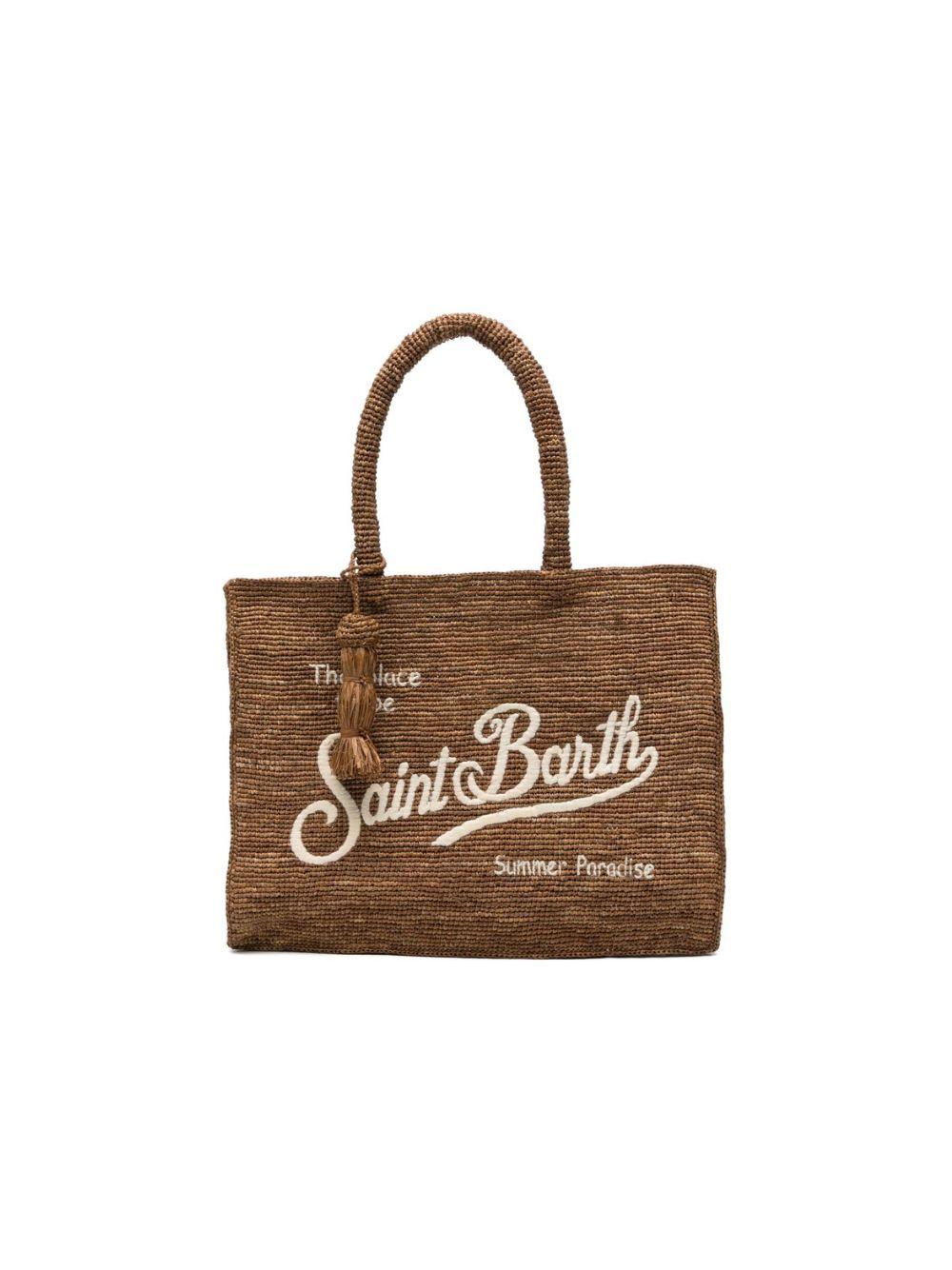 Borsa Vanity in rafia MC2 Saint Barth marrone con dettaglio nappa VANI013 00452L MC2 ST. BARTH KIDS 