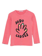 T-shirt per bambina Bobo Choses rosa con stampa grafica a mano B225AC007 661 BOBO CHOSES 