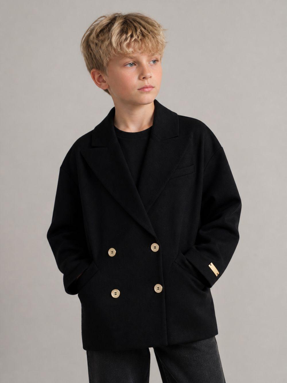 Giacca per bambino Balmain Kids nera con design doppiopetto BZ2A50 J0371 930OR BALMAIN KIDS 