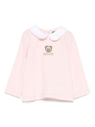 T-shirt per neonata Moschino Kids rosa con ricamo orsetto MDO00TLFA01 50209 MOSCHINO KIDS 