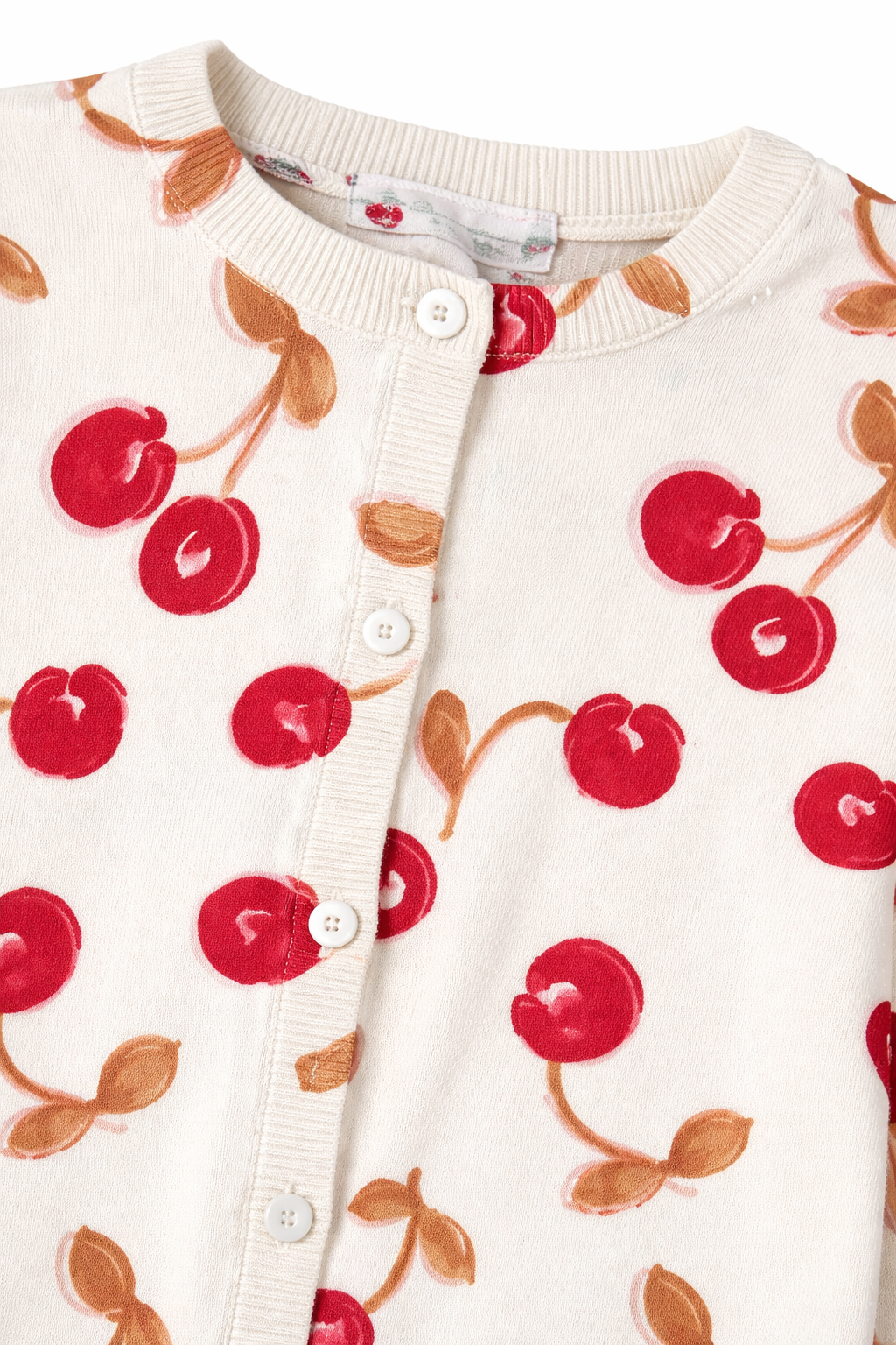 Cardigan per bambina Bonpoint bianco con stampa Cherry all-over S06GCAK00021 625 BONPOINT KIDS 