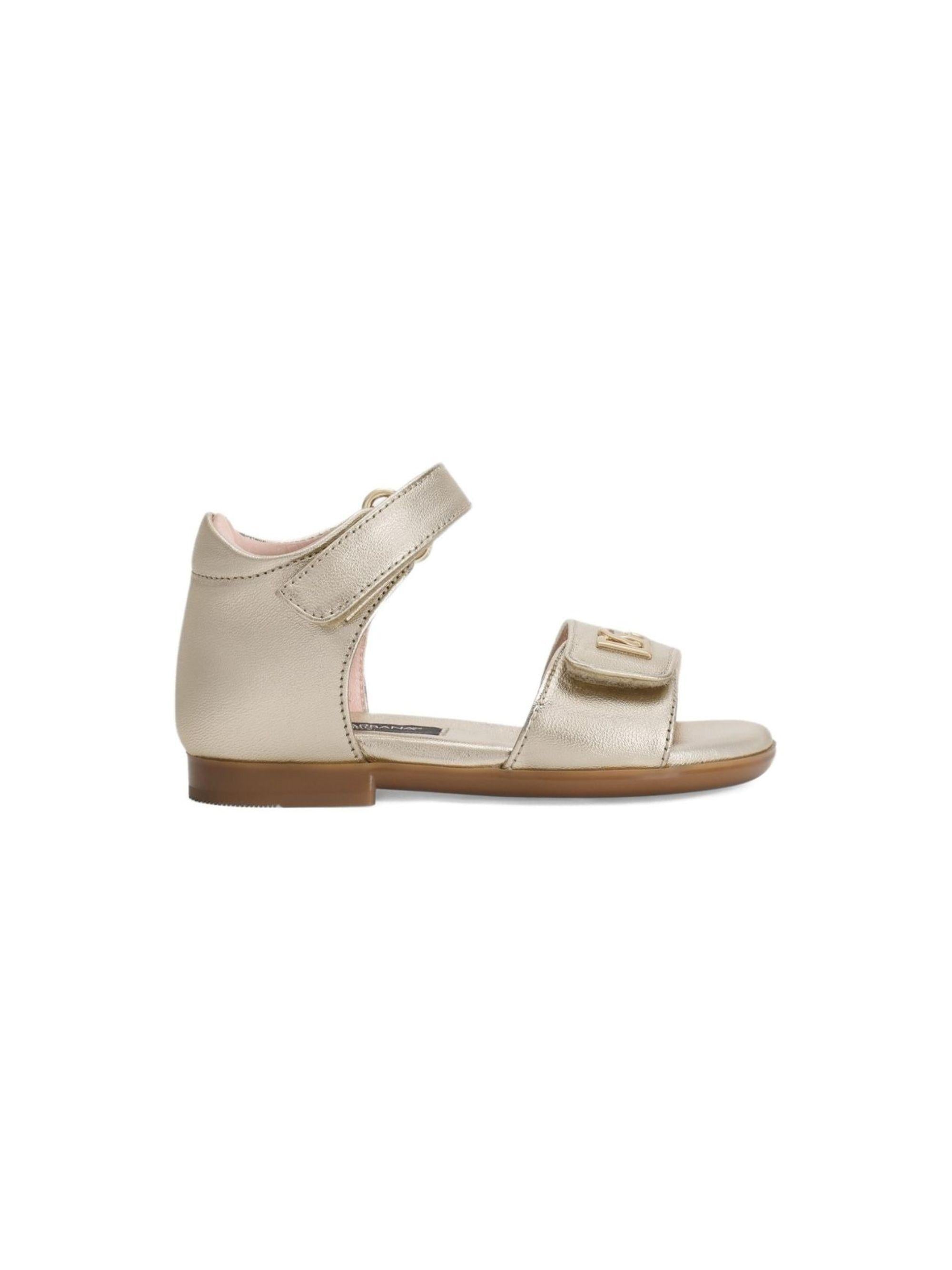 Sandali per bambina Dolce & Gabbana Kids color oro con placca logo D20099 AJ133 80988 DOLCE & GABBANA KIDS 