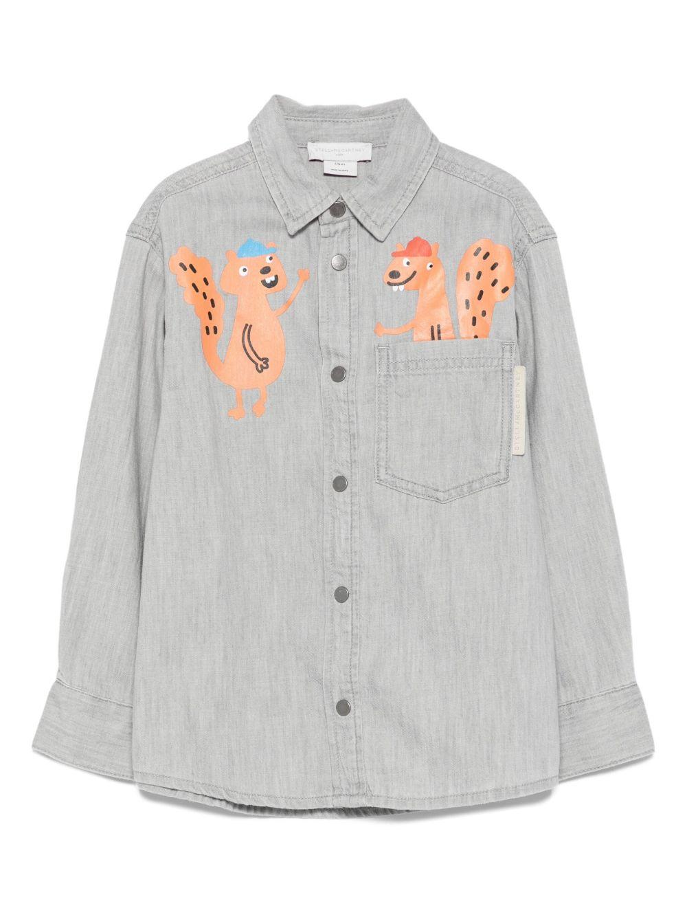 Camicia per bambino Stella McCartney Kids grigio con stampa scoiattolo TX5P10 Z0522 970 STELLA McCARTNEY KIDS 