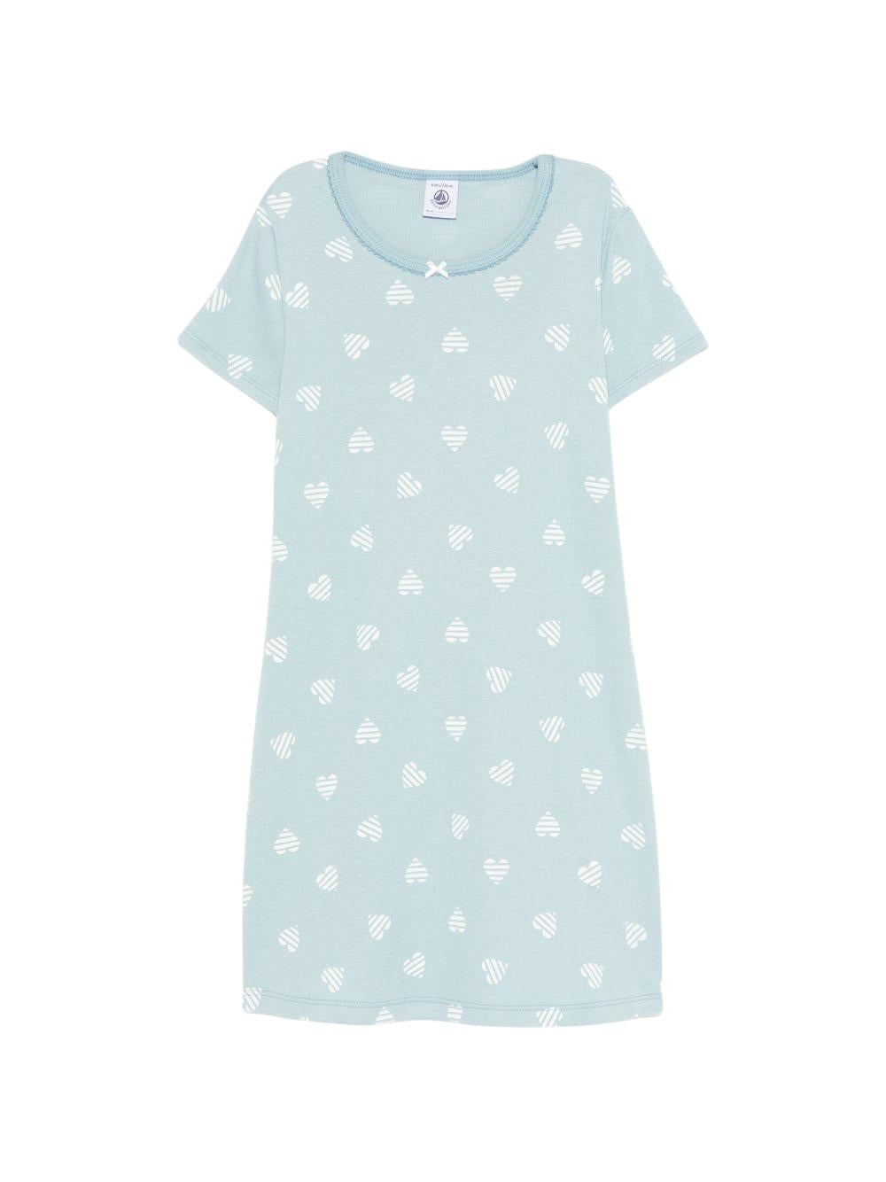 Camicia da notte per bambina Petit Bateau azzura con stampa a cuori A0FC6 01 PETIT BATEAU KIDS 