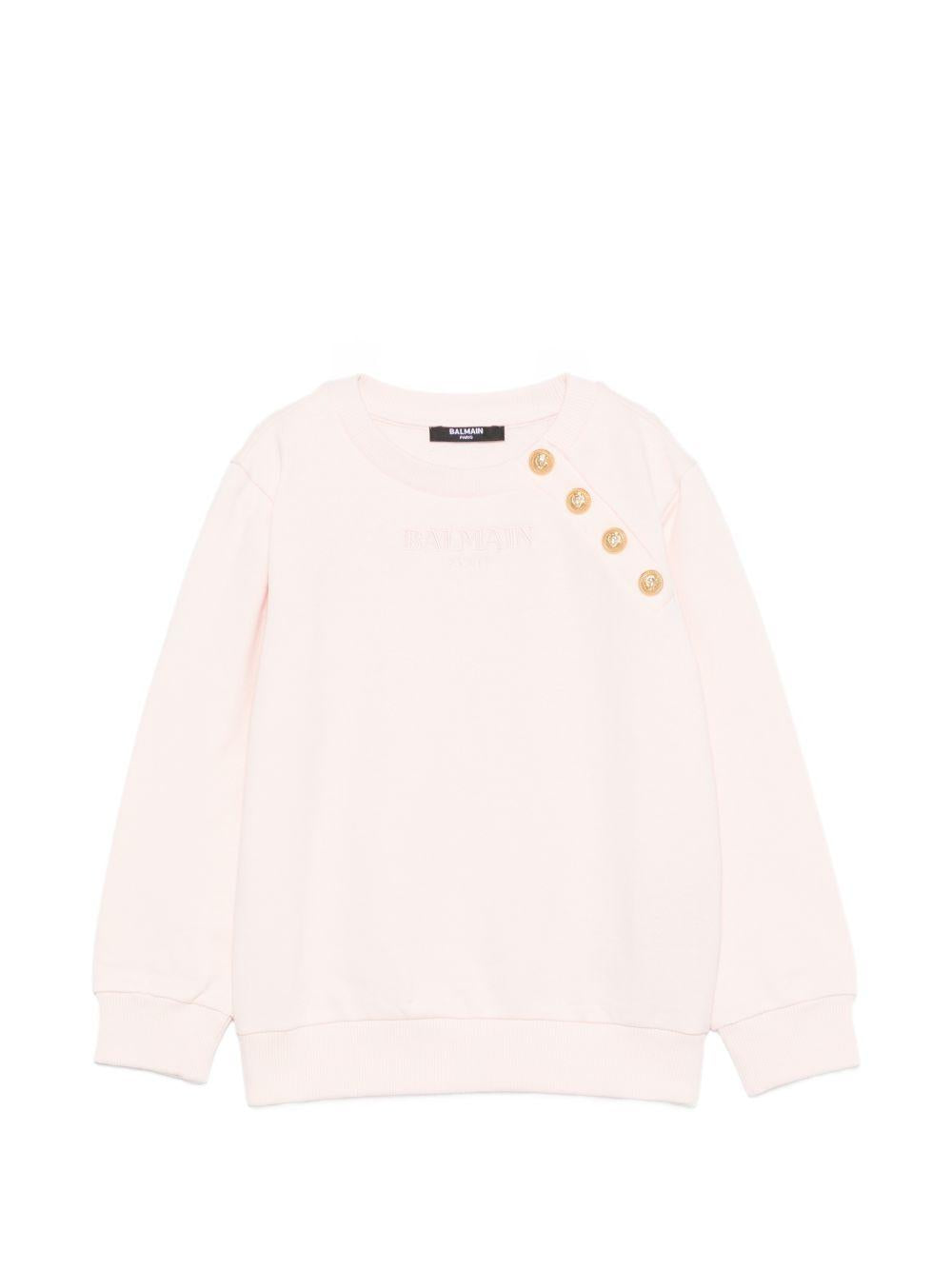 Felpa per bambina Balmain Kids rosa con bottoni decorati BZ4B30 Z3183 508OR BALMAIN KIDS 