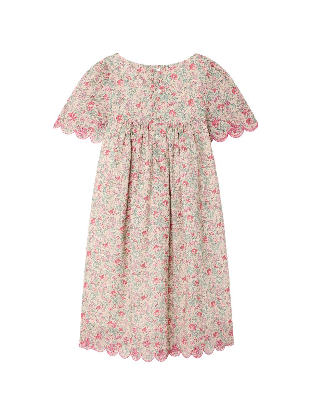 Abito per bambina Bonpoint rosa con stampa a fiori all-over S06GDRW00037 528 BONPOINT KIDS 