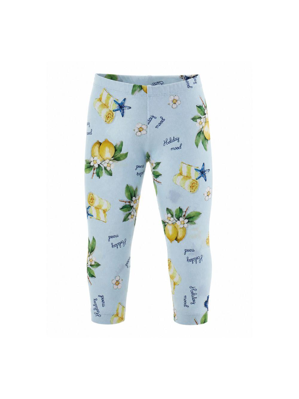 Leggins per bambina Monnalisa Kids azzurri con stampa Holiday Mood all-over 19G421NP 7752 0052 MONNALISA KIDS 