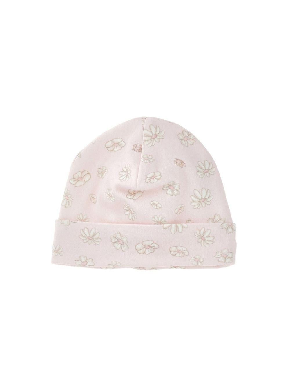Berretto per neonata Monnalisa rosa con stampa a fiori all-over 35G010NP 7000 0090 MONNALISA 