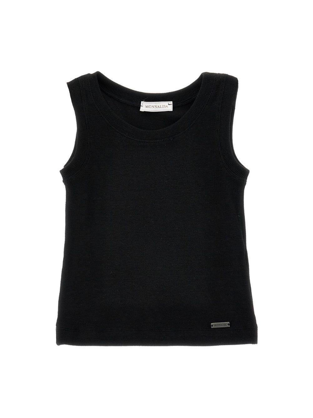 Canotta per bambina Monnalisa nera con placca con logo 17G601 7212 0050 MONNALISA KIDS 