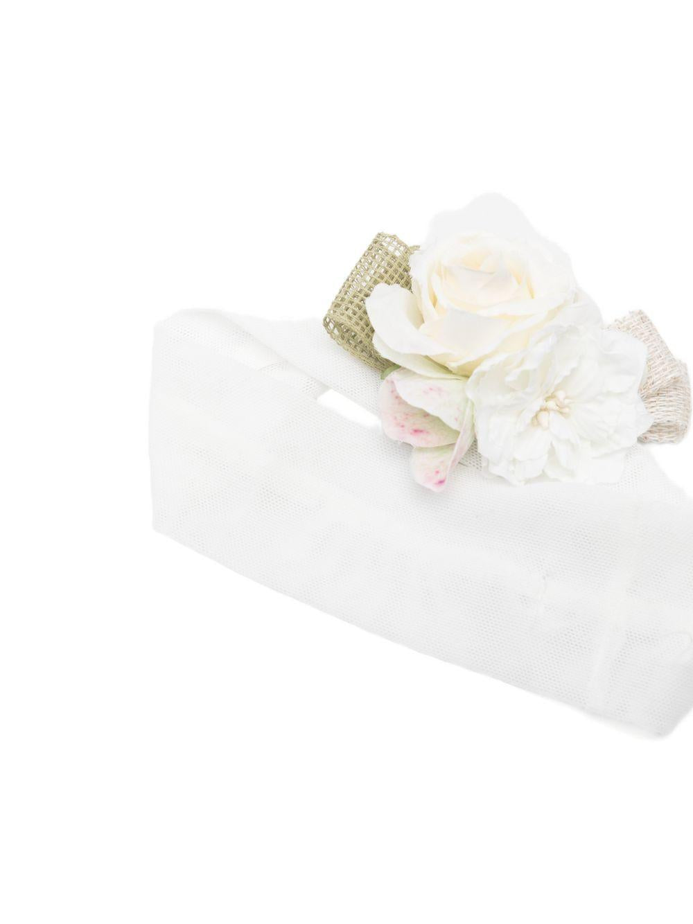 Fascia per capelli per neonata Colorichiari bianca con decorazione a fiori FN978553 AF793 26 COLORICHIARI 