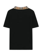 Polo per bambino Burberry Kids nera con colletto con caratteristico motivo Vintage Check 8105570 A1189 BURBERRY KIDS 