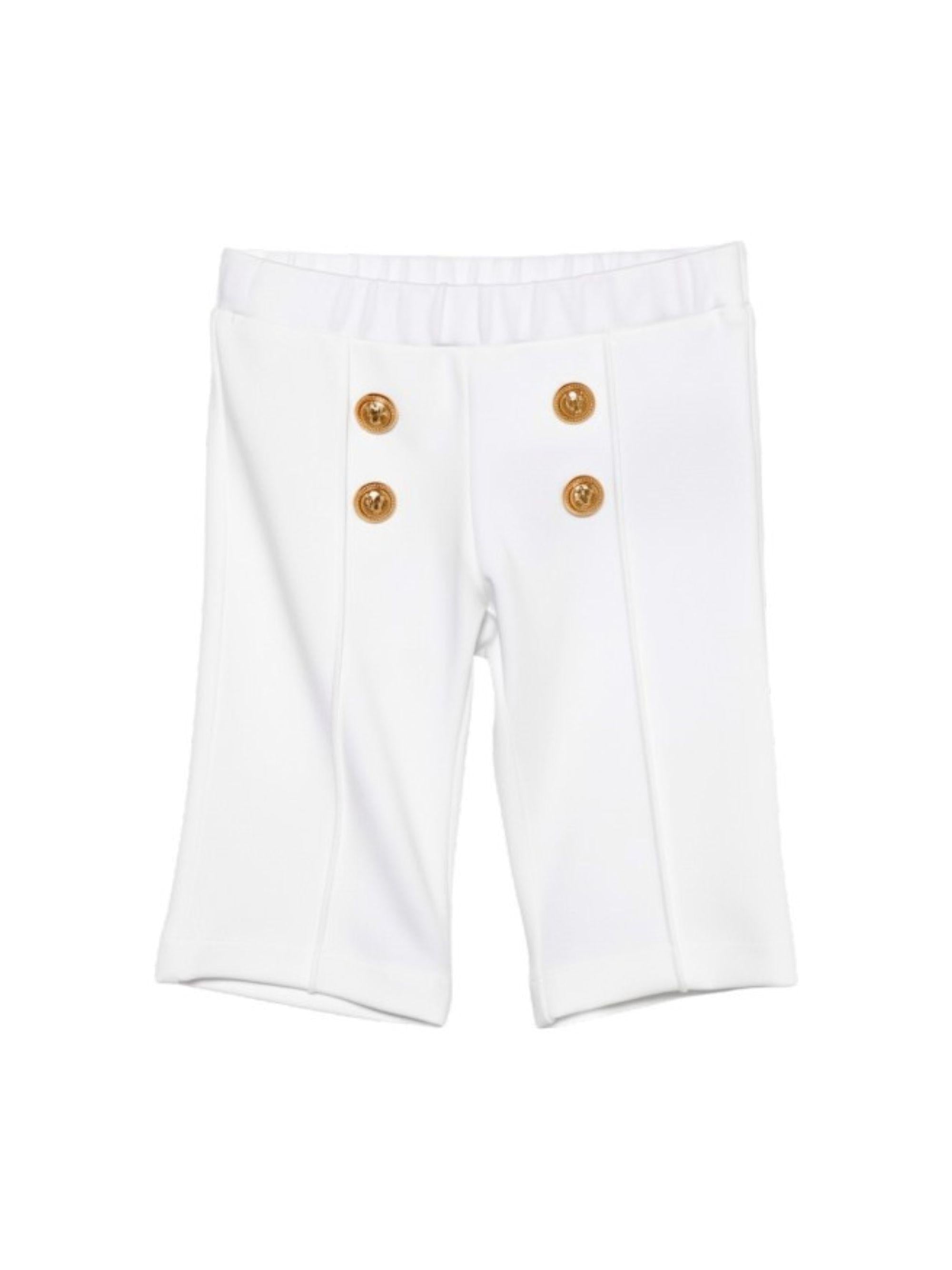 Pantaloni per neonata Balmain Kids bianchi con dettagli bottoni BY6100 J0371 100 BALMAIN KIDS 