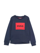 Felpa per bambino Hugo Boss blu navy con stampa logo G01184 85C Hugo KIDS 