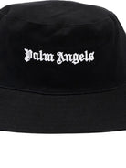 Cappello bucket per bambino Palm Angels Kids nero con logo sul davanti PBLA001S26FAB003 110 PALM ANGELS KIDS 