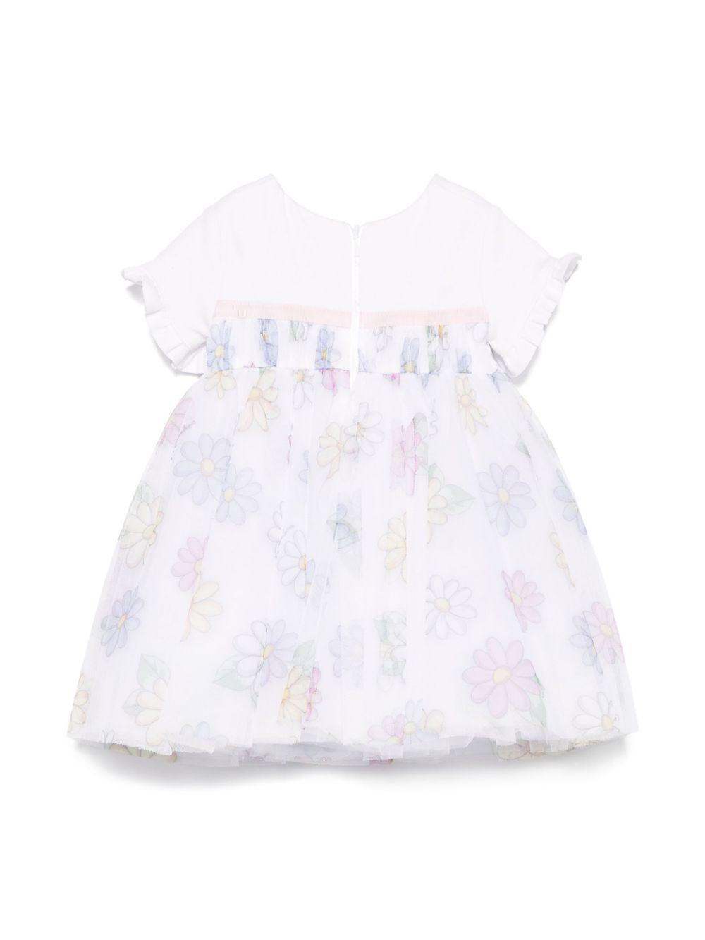 Abito per neonata Monnalisa bianco con stampa a fiori 31E906 5664 0099 MONNALISA 