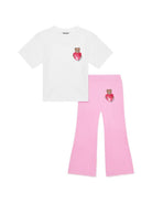 Set t-shirt e pantaloni per bambina Moschino Kids bianco e rosa con stampa Teddy Bear HDG01PLBA00 84340 MOSCHINO KIDS 
