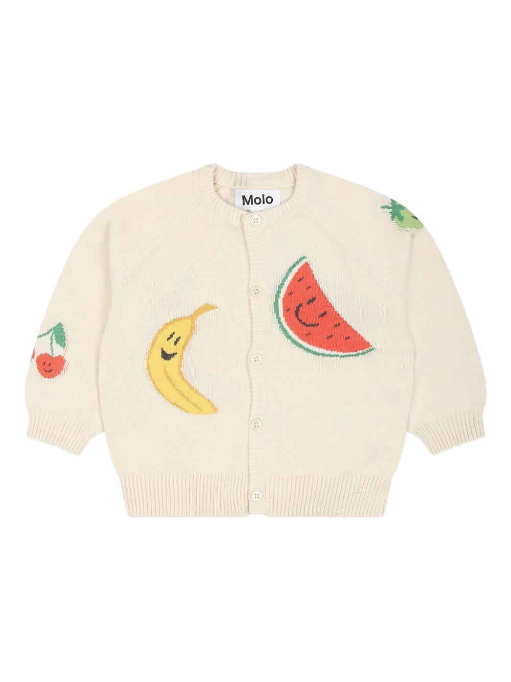 Cardigan per neonato Molo beige con motivo a intarsio e chiusura frontale con abbottonatura 6S25K301 3856 MOLO KIDS 