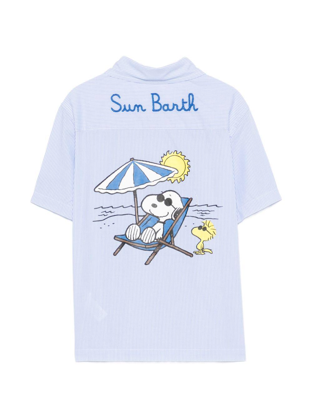 Camicia a righe per bambino MC2 Saint Barth Kids azzurro con stampa di Snoopy dei Peanuts SIF0001 00945L MC2 ST. BARTH KIDS 
