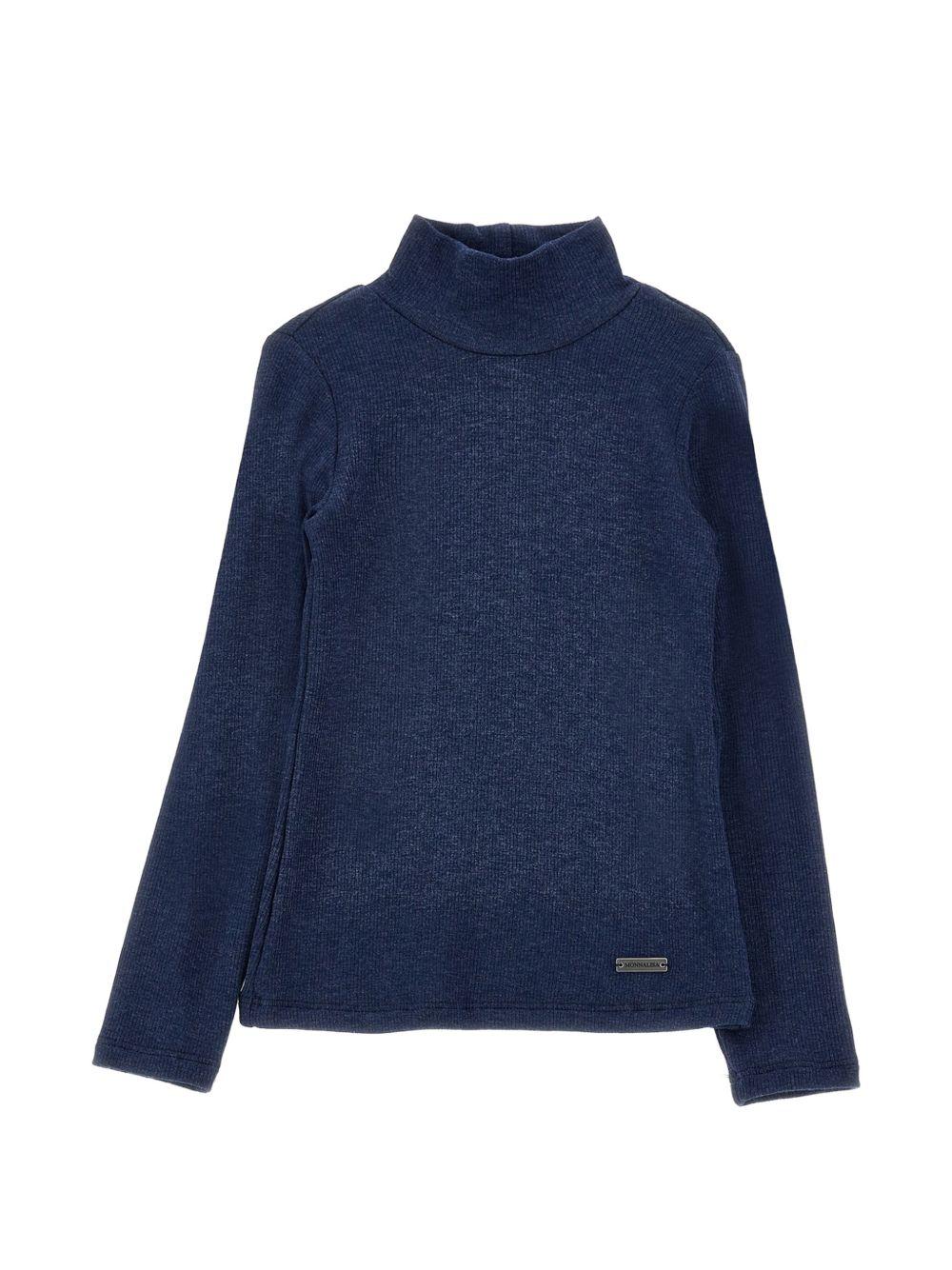 Maglione per bambina Monnalisa Kids blu con motivo a coste 17HLUC 8212 056M MONNALISA KIDS 