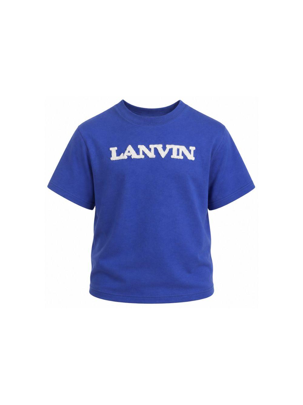 T-shirt per bambino Lanvin Kids blu con applicazione logo N30432 80A LANVIN KIDS 