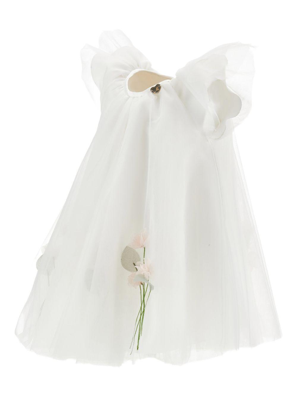 Abito per neonata Monnalisa bianco con dettaglio fiori 73G904 7747 0001 MONNALISA KIDS 