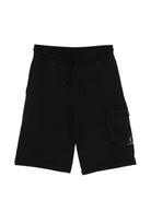 Shorts per bambino C.P. Company Kids neri con logo sulla tasca CUQ00NLCA69 60100 C.P.COMPANY KIDS 