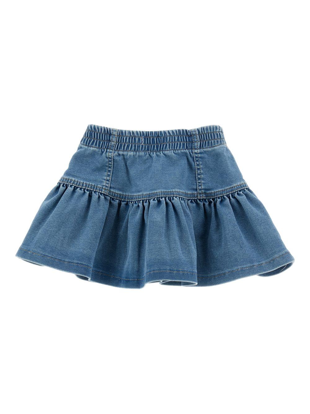 Gonna per neonata Monnalisa denim con logo ricamato 39G701 7017 0062 MONNALISA KIDS 