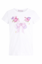 T-shirt per bambina Monnalisa bianca con stampa farfalle sul davanti 11G603 7201 0099 MONNALISA KIDS 