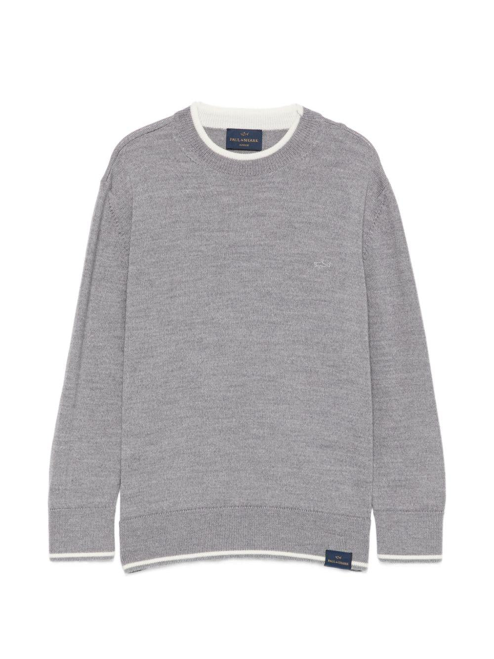 Maglione per bambino Paul & Shark Kids grigio con bordi a contrasto WUW005LHE88 60901 PAUL & SHARK KIDS 
