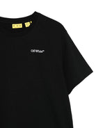 T-shirt per bambini Off-White Kids nera con logo sul davanti 44BAA002S26J009 001 OFF WHITE KIDS 